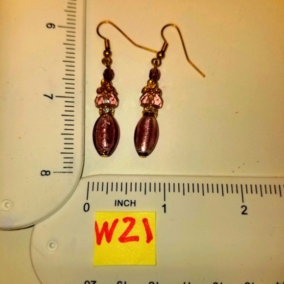 🔻REDUCED Vecchia Murano Italian Handblown purple glass beads Y necklace earring - Picture 3 of 15